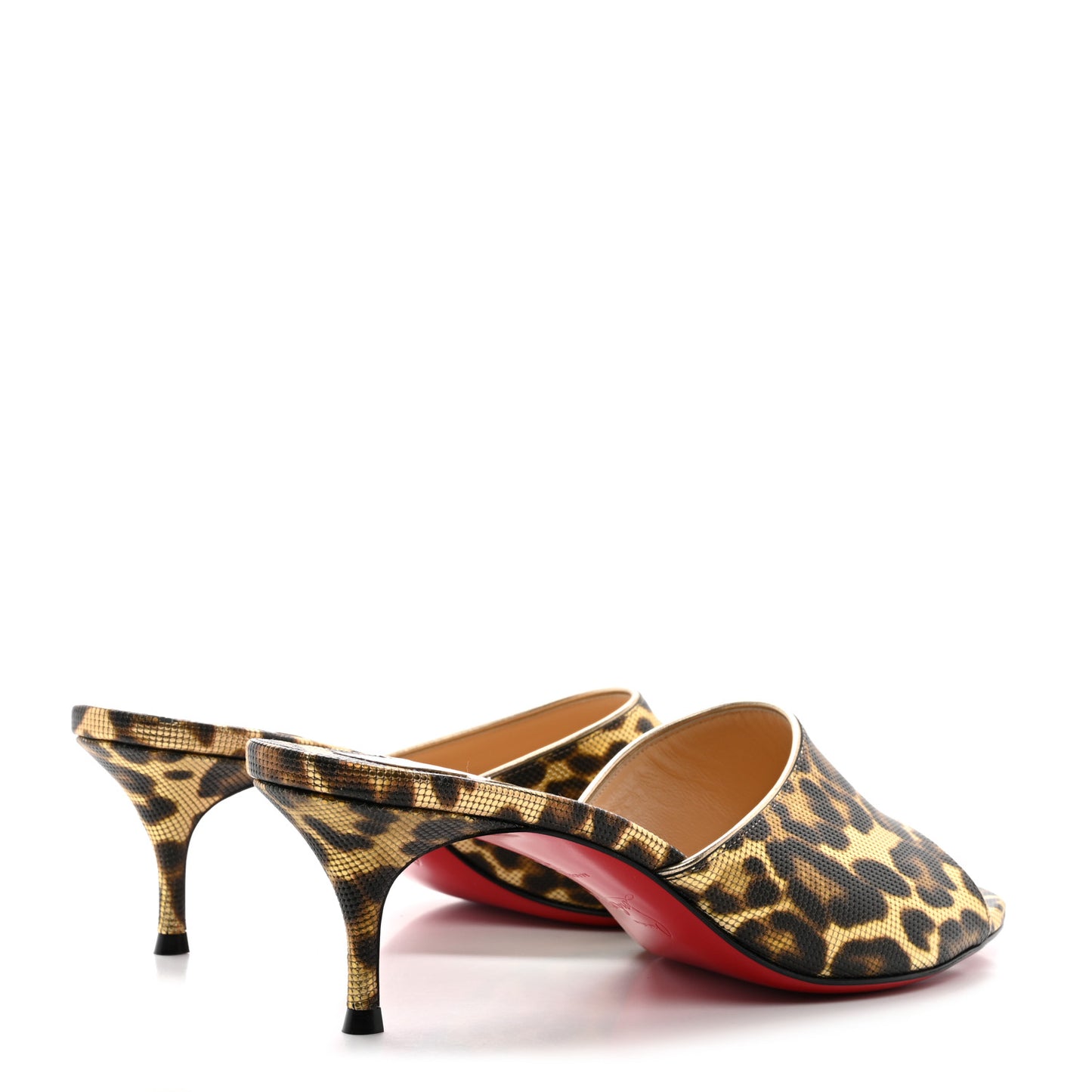 Metallic Calfskin Coins Leopard Print East 55 Mule 38 Gold Silver