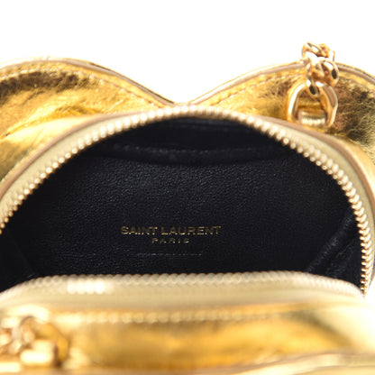 Saint Laurent Metallic Calfskin Matelasse Chevron Monogram Small Love Heart Chain Bag Gold 8 of 10