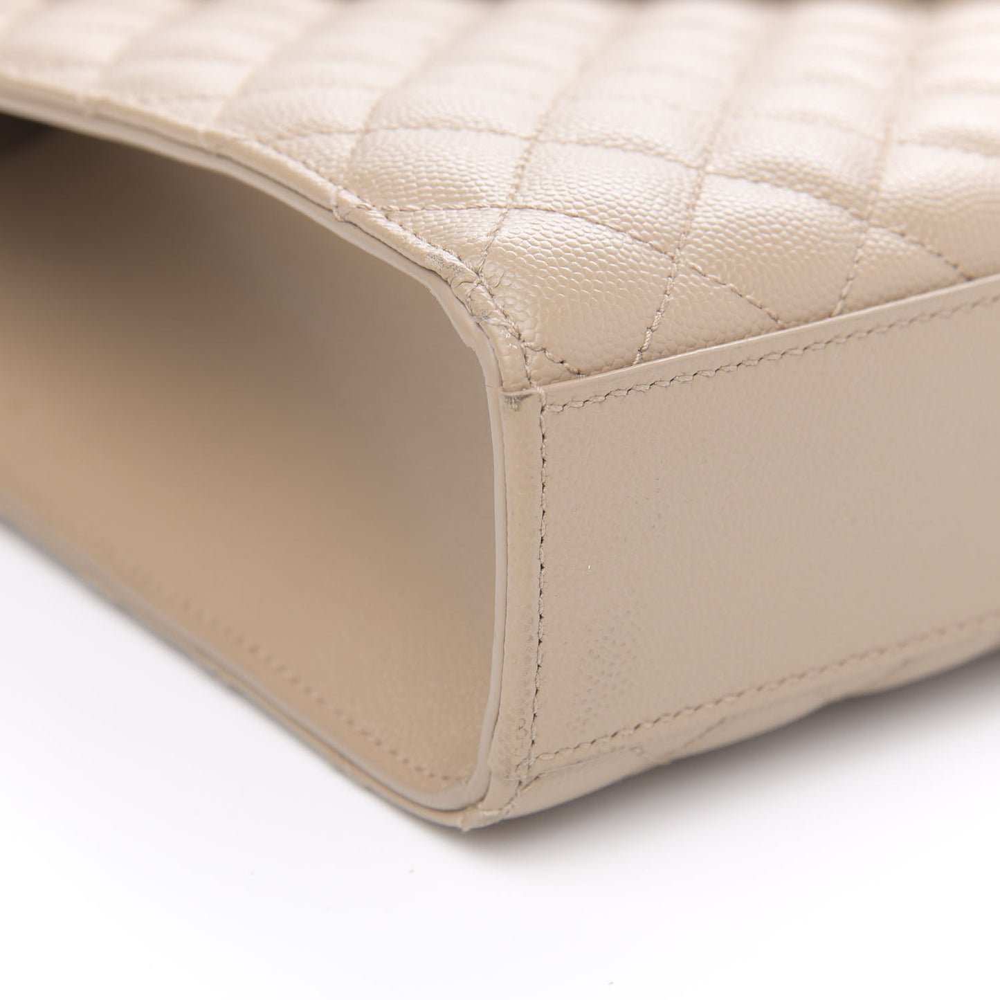 Grain De Poudre Mixed Matelasse Large Triquilt Monogram Satchel Dark Beige