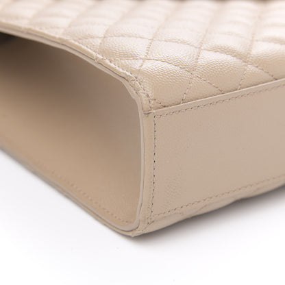Saint Laurent Grain De Poudre Mixed Matelasse Large Triquilt Monogram Satchel Dark Beige 8 of 11