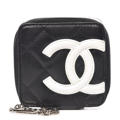 Chanel Calfskin Quilted Cambon Zip Around Makeup Pouch Black White 1 of 13