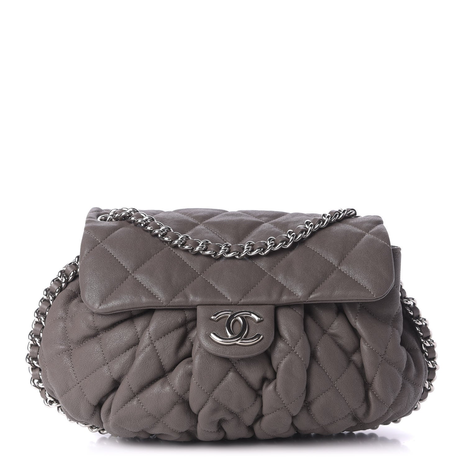 Chanel Washed Lambskin Quilted Medium Chain Around Flap Taupe 1 of 9
