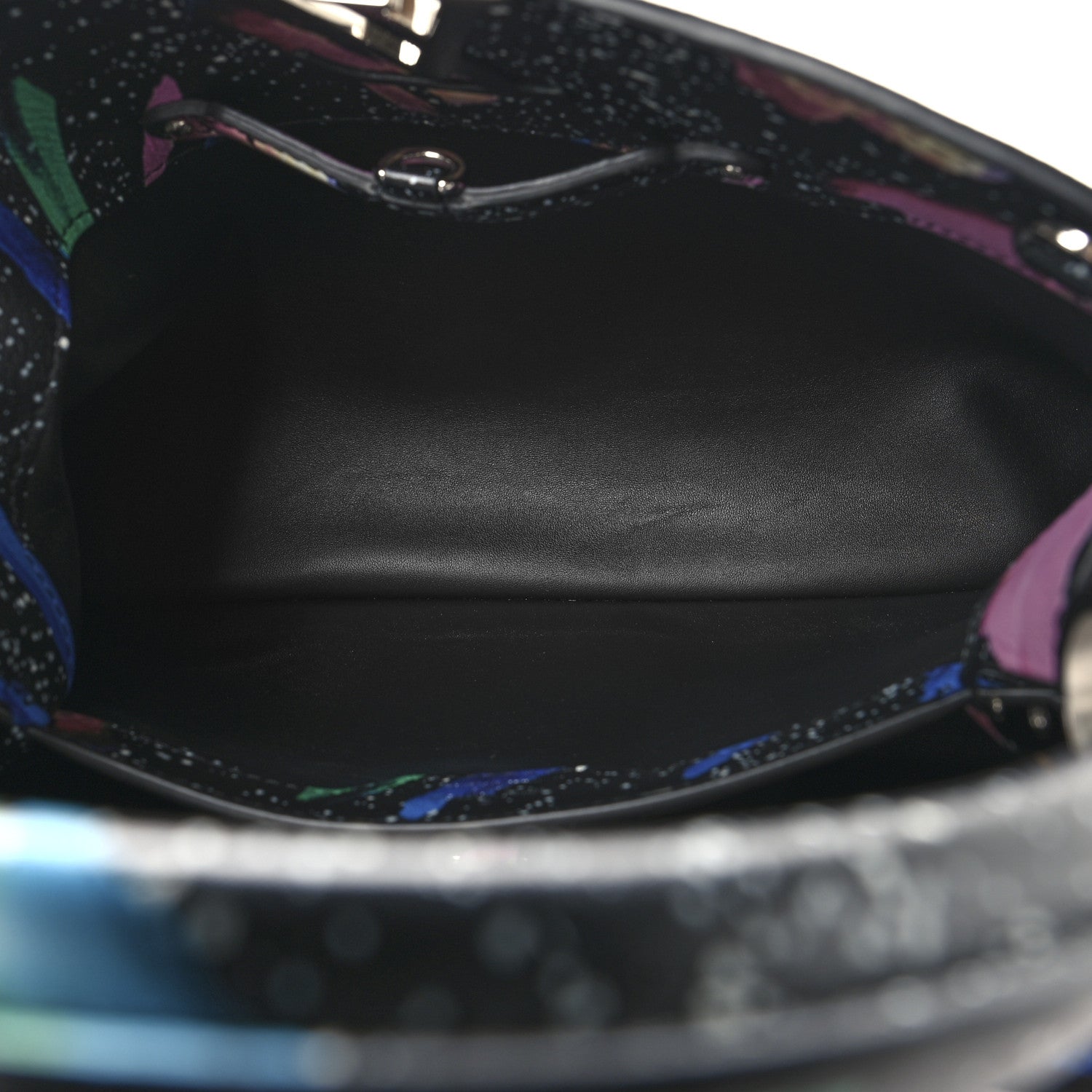 Louis Vuitton Calfskin Splash Print Capucines PM Black 4 of 8