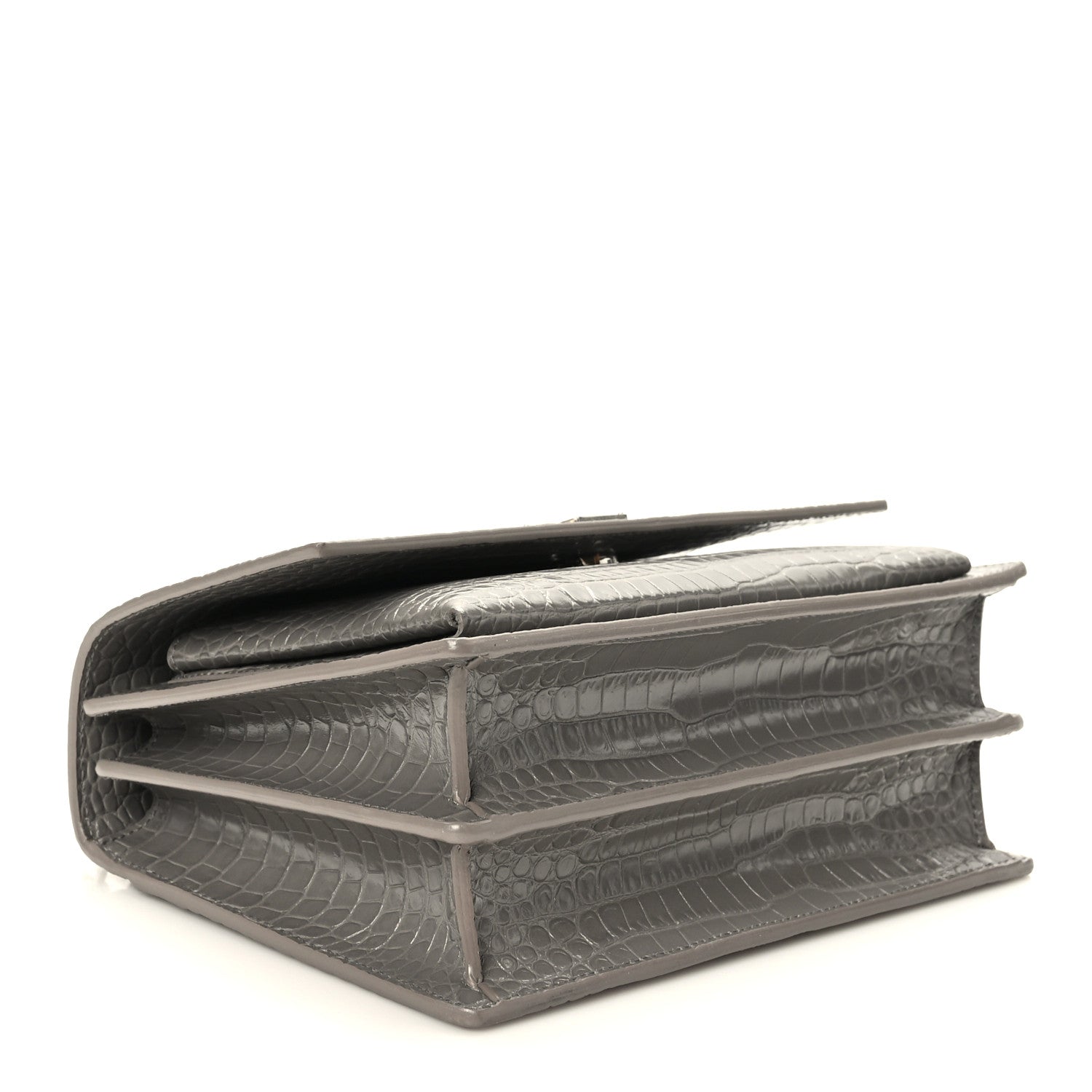 Saint Laurent Calfskin Crocodile Embossed Medium Monogram Sunset Fog 4 of 10