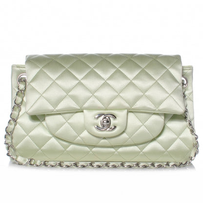 Chanel Satin Quilted Medium Flap Mint Green 1 of 9