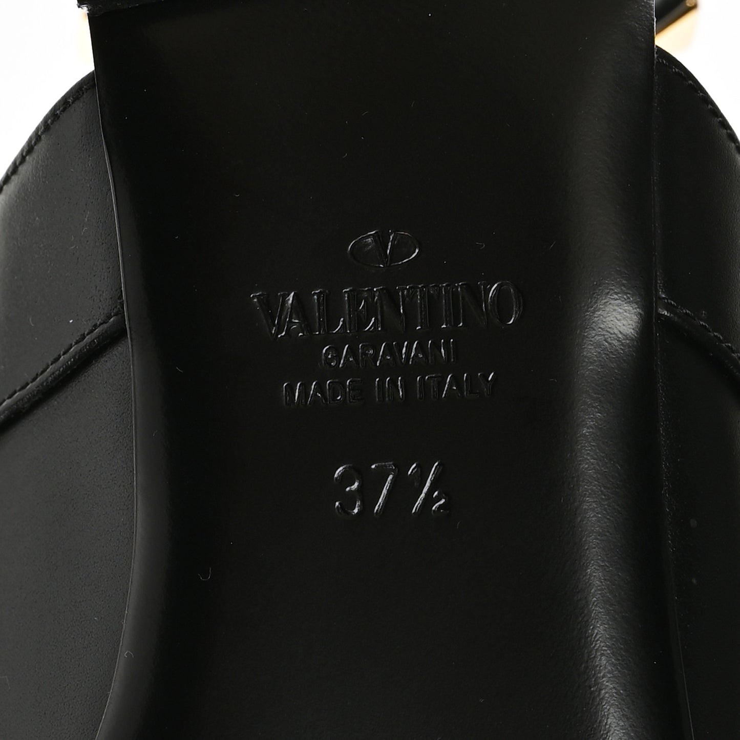 Calfskin Roman Stud Ankle Strap Flat Mules 37.5 Black