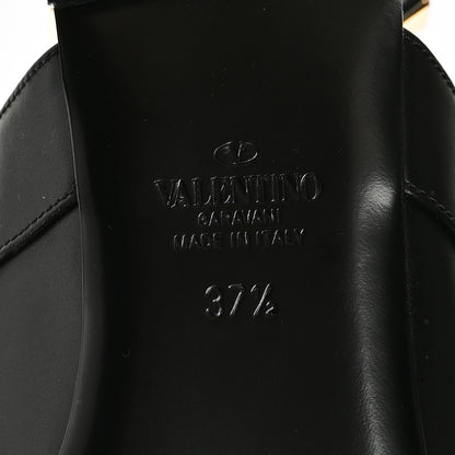 Valentino Garavani Calfskin Roman Stud Ankle Strap Flat Mules 37.5 Black 7 of 7