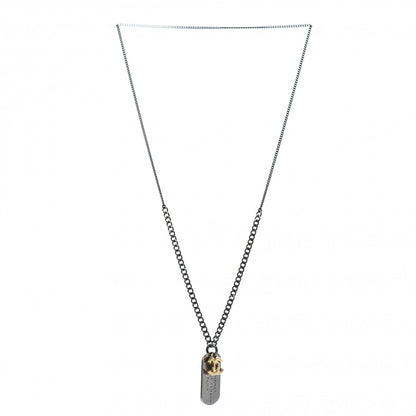 Chanel Ruthenium ID Dog Tag Charm Necklace Silver Gold 3 of 5