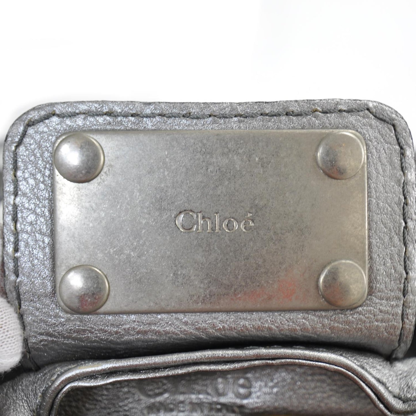 Leather Crystal Paddington Satchel Metallic Silver