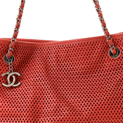 Chanel Calfskin Perforated Up In The Air North South Tote Red 8 of 11