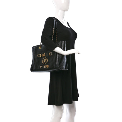 Chanel Aged Calfskin Small Charms Deauville Tote Black 2 of 9