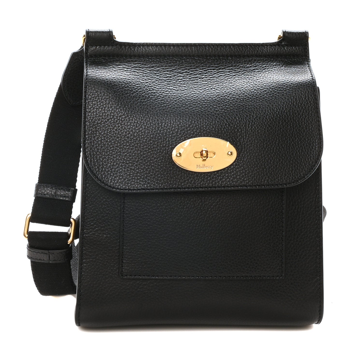 Natural Grain Calfskin Antony Messenger Crossbody Black