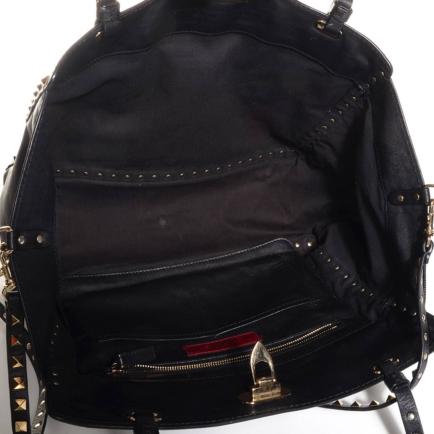 Vitello Medium Rockstud Tote Black