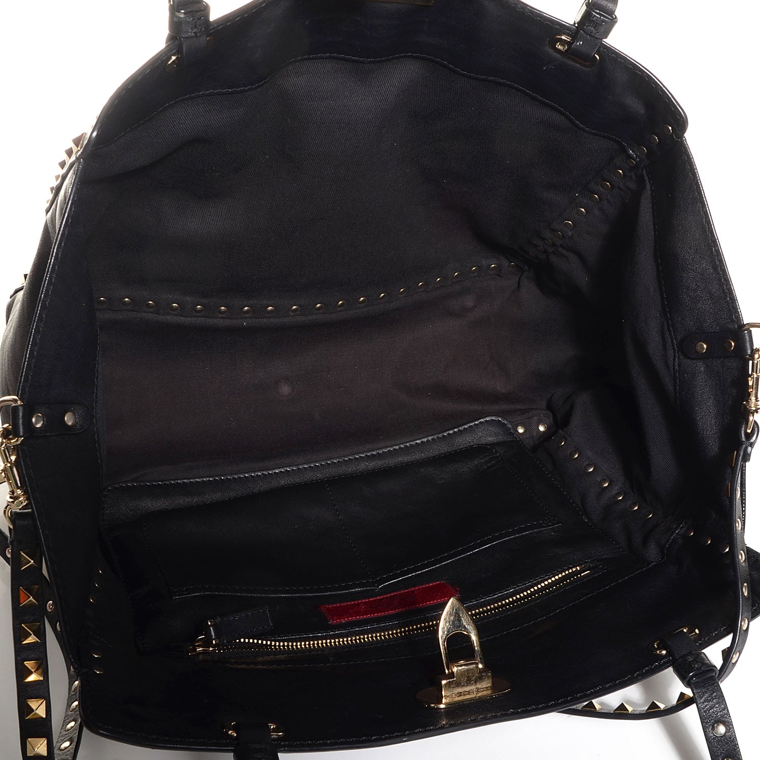 Valentino Garavani Vitello Medium Rockstud Tote Black 5 of 9
