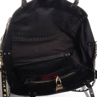 Valentino Garavani Vitello Medium Rockstud Tote Black 5 of 9