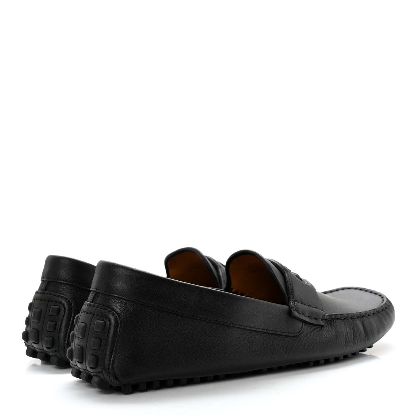 Soft Clove Calfskin Mens Interlocking G Driver Loafers 11 Black