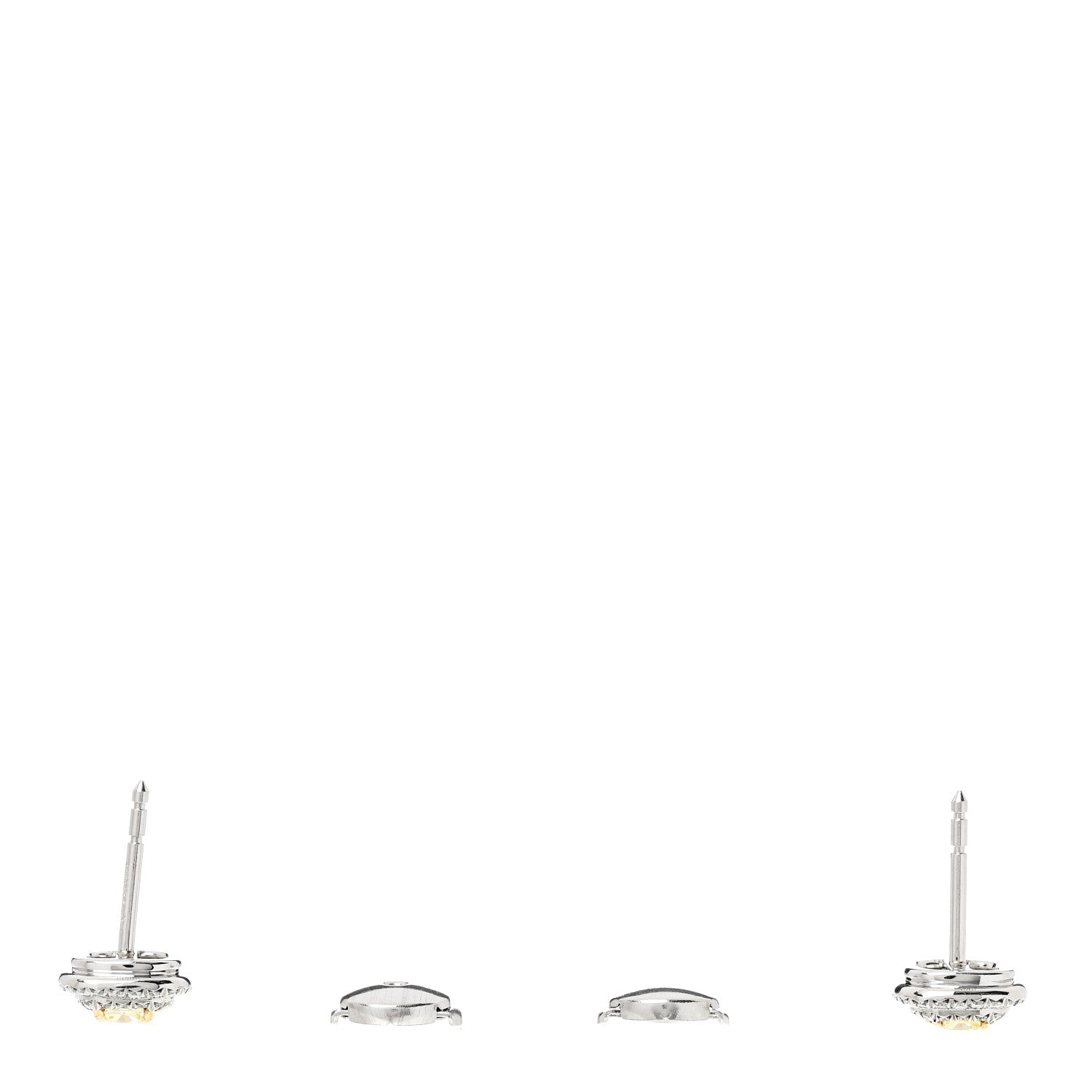 Tiffany Platinum 18K Yellow Diamond .64ctw Cushion Soleste Earrings 3 of 5