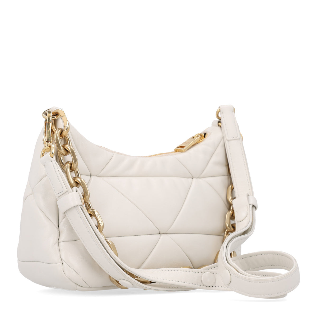 Prada Nappa Triangle Quilted Patchwork System Bag Bianco 3 of 11
