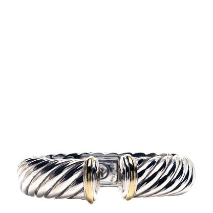 David Yurman Sterling Silver 18K Yellow Gold 15mm Sculpted Cable Cuff Bracelet 1 of 5