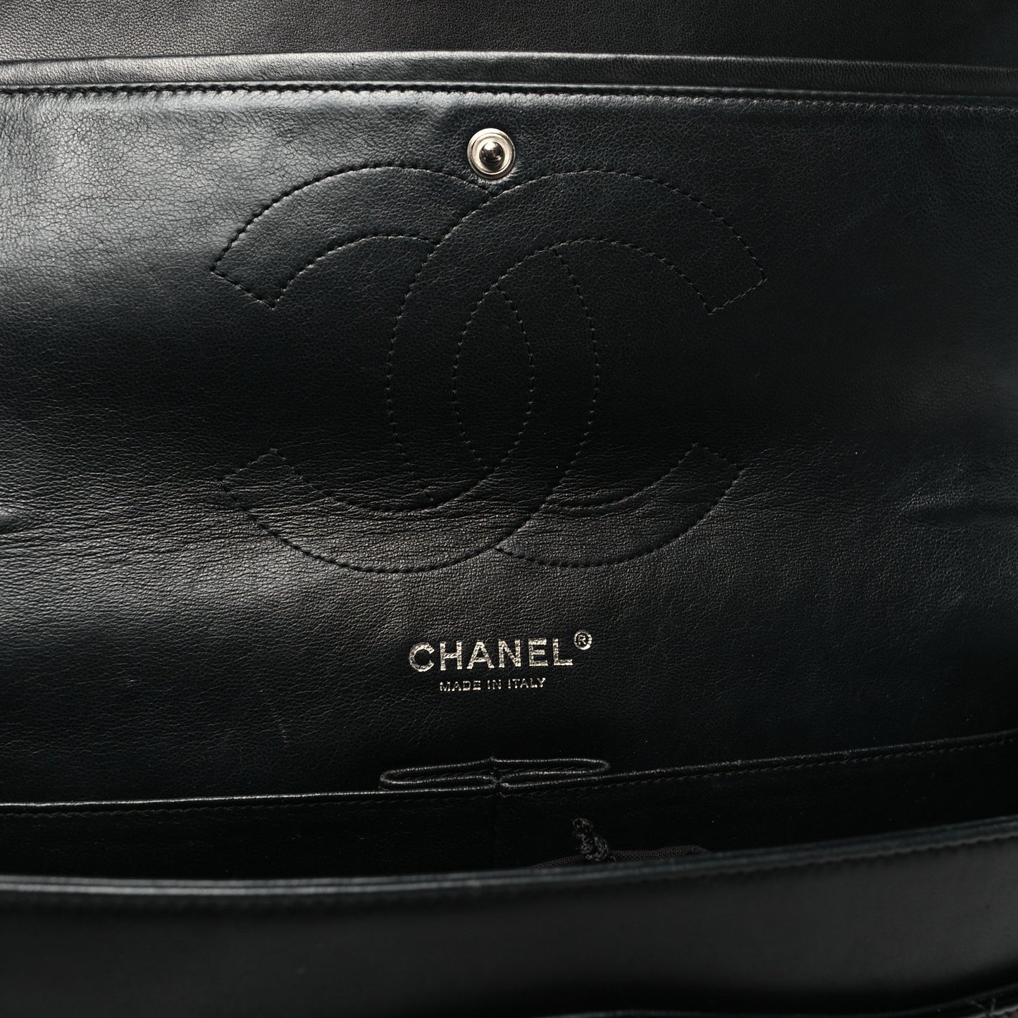 Patent Quilted Jumbo Double Flap Black