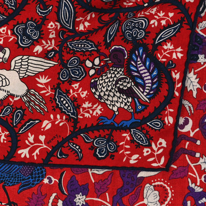 Hermes Cashmere Silk Jardins De Soie Shawl 140 Rouge Blue Violet 5 of 6