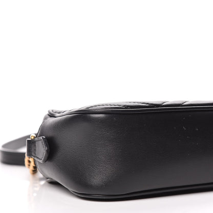 Gucci Calfskin Matelasse Small GG Marmont Chain Shoulder Bag Black 8 of 10