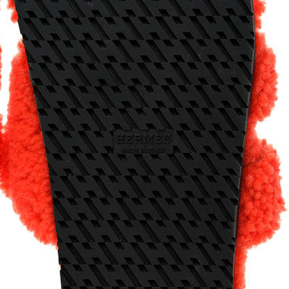 Hermes Woolskin Womens Chypre Sandals 38.5 Orange 6 of 8