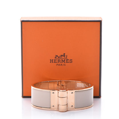 Hermes Enamel Charniere Uni Wide Hinged Bracelet M Beige Rose 6 of 6
