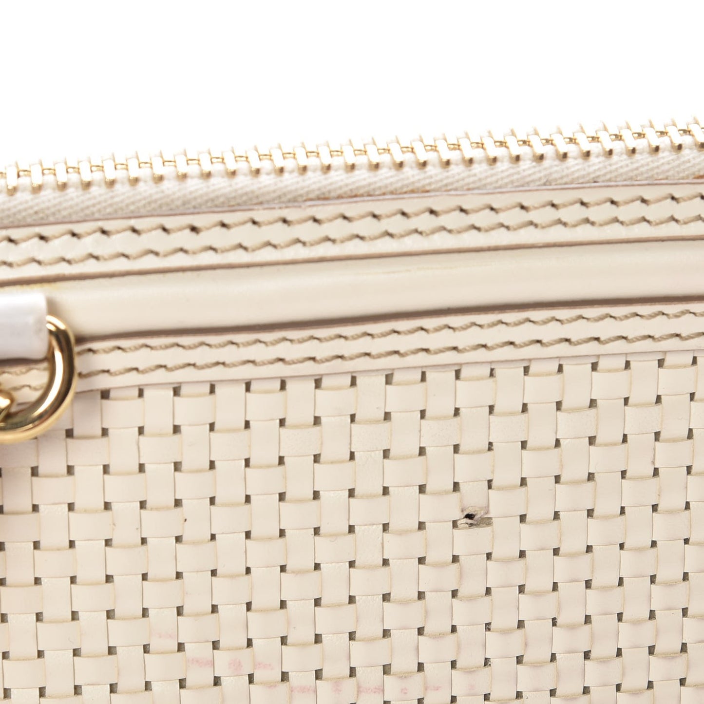 Bridle Calfskin Woven Alma Clutch White