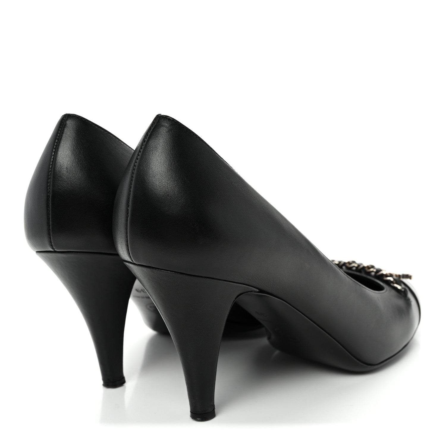 Chanel Calfskin CC Cap Toe Chain Pumps 39 Black 4 of 11