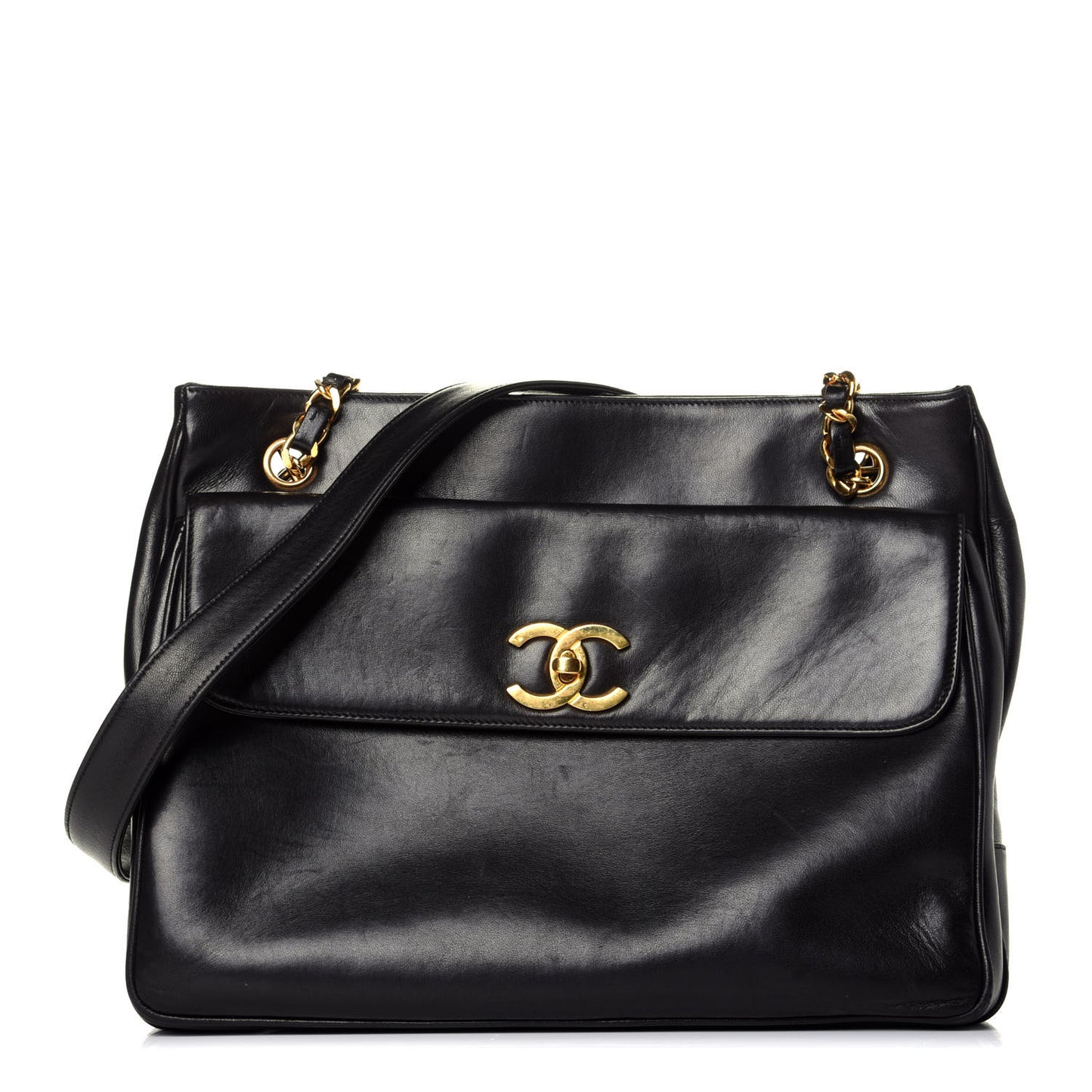Lambskin Flap Shoulder Bag Black