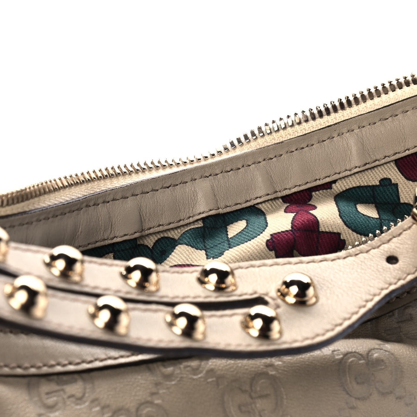 Guccissima Biba Studded Hobo Off White