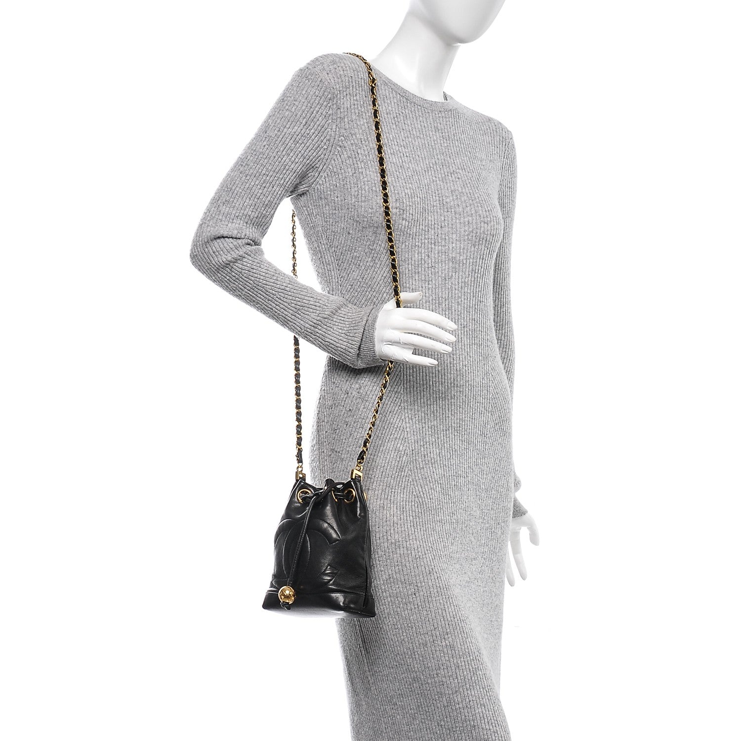 Chanel Lambskin CC Drawstring Bag Black 2 of 8