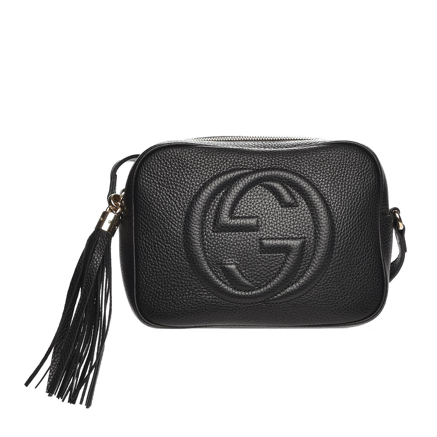 Pebbled Calfskin Small Soho Disco Bag Black