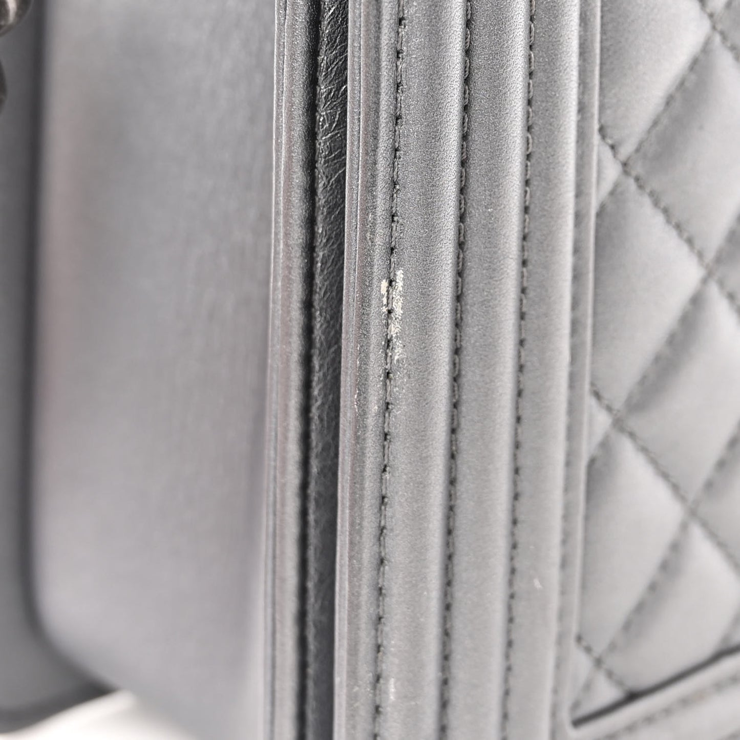 Metallic Lambskin Quilted New Medium Boy Flap Dark Silver