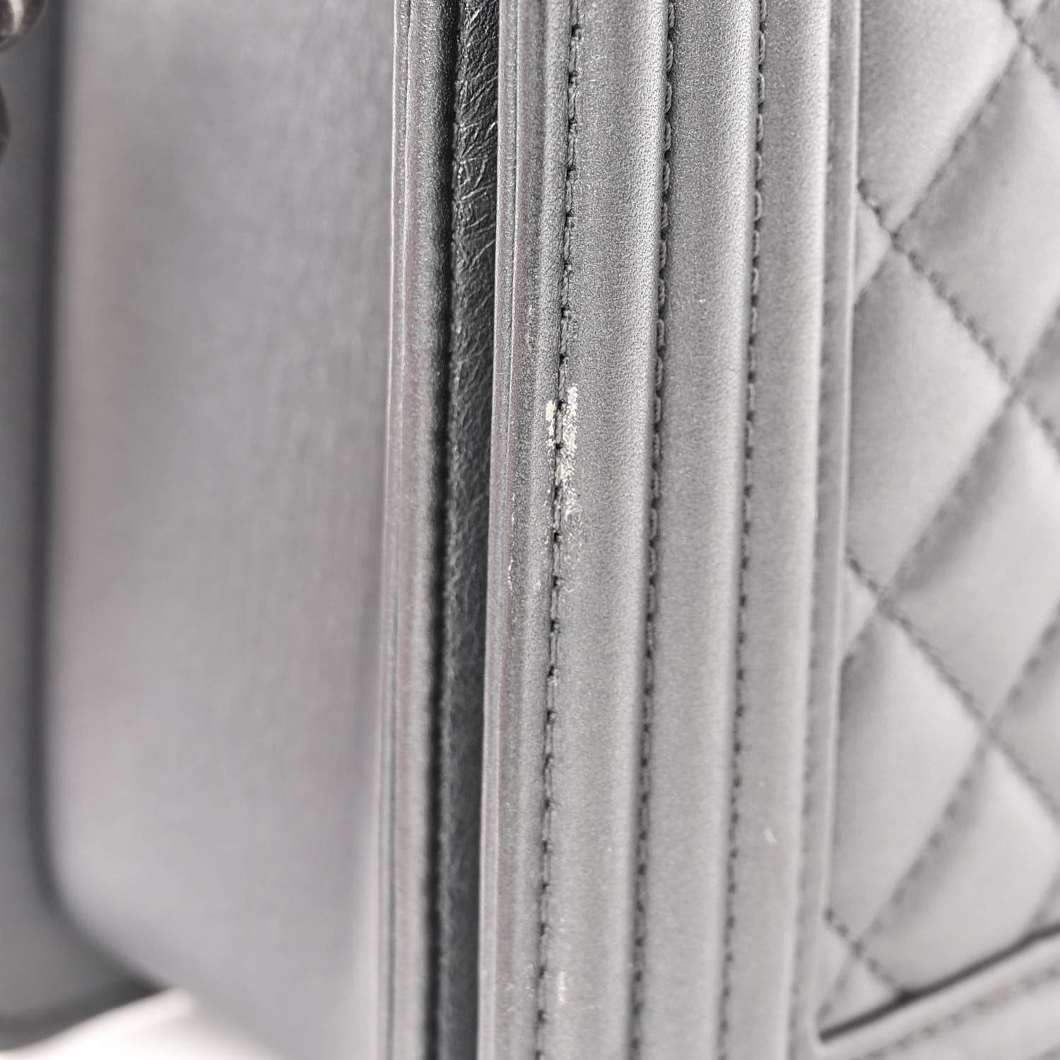 Chanel Metallic Lambskin Quilted New Medium Boy Flap Dark Silver 10 of 18