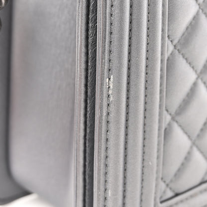 Chanel Metallic Lambskin Quilted New Medium Boy Flap Dark Silver 10 of 18