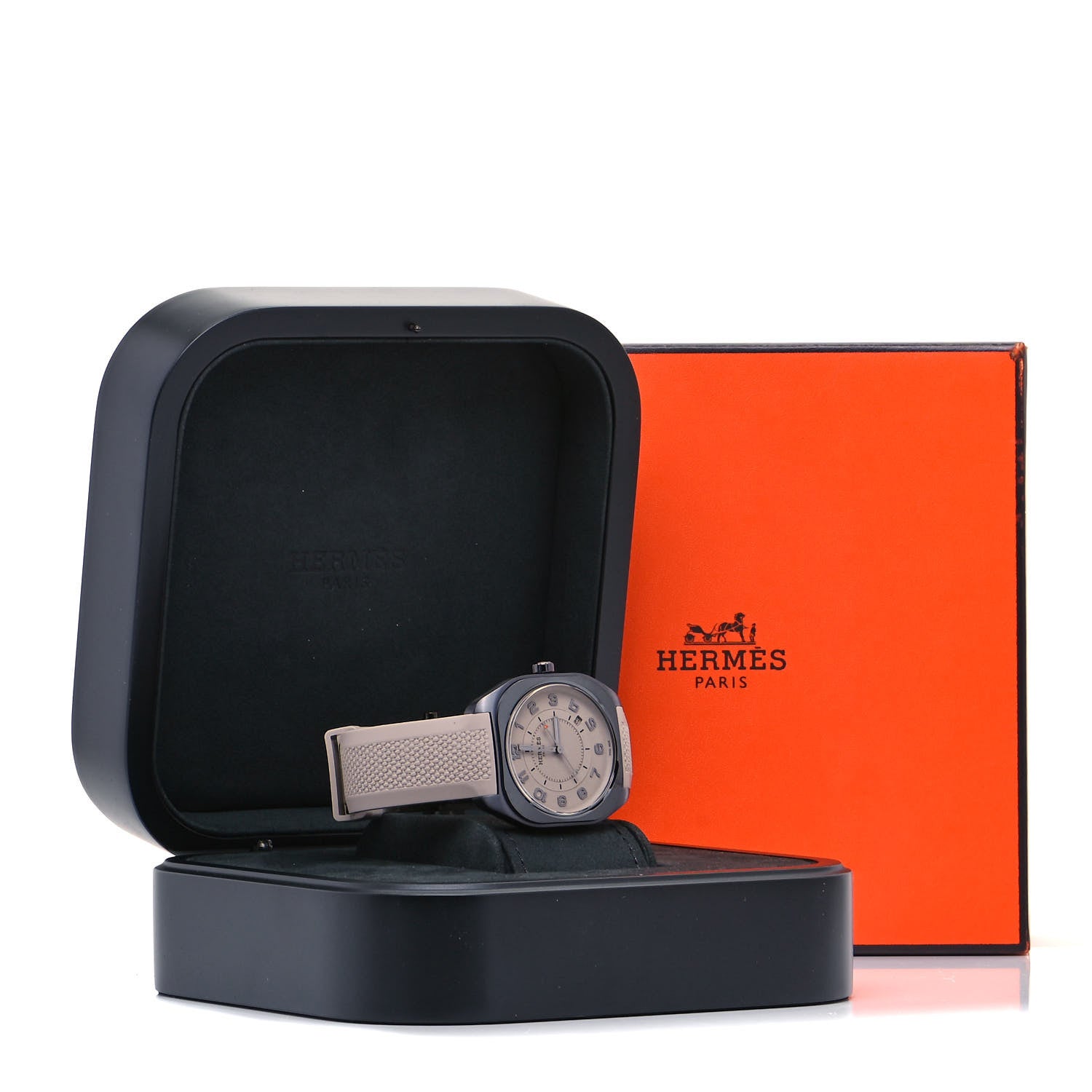 Hermes Titanium Rubber 39mm H08 Special Edition Automatic Watch Taupe 5 of 5