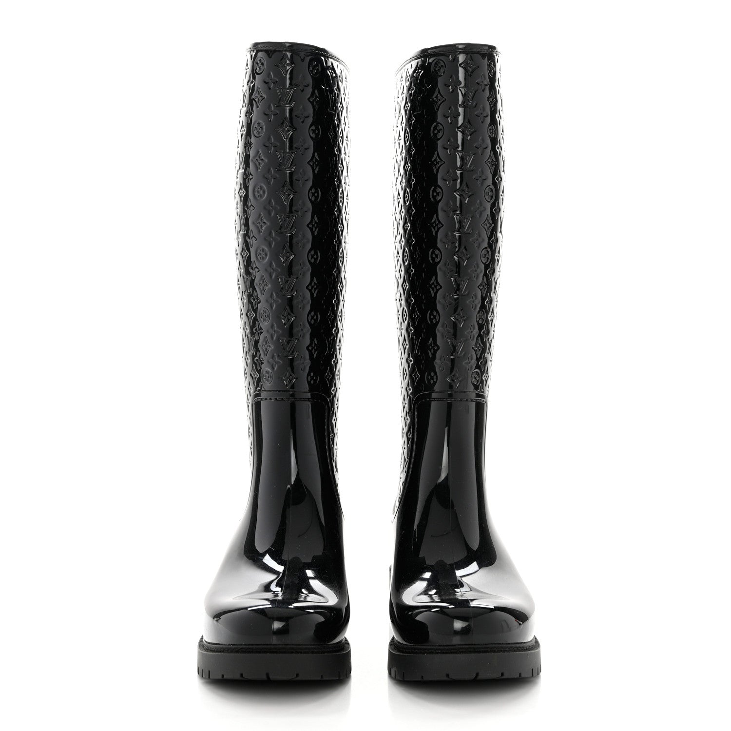 Louis Vuitton Rubber Embossed Monogram Splash Rain Boots 40 Black 2 of 7