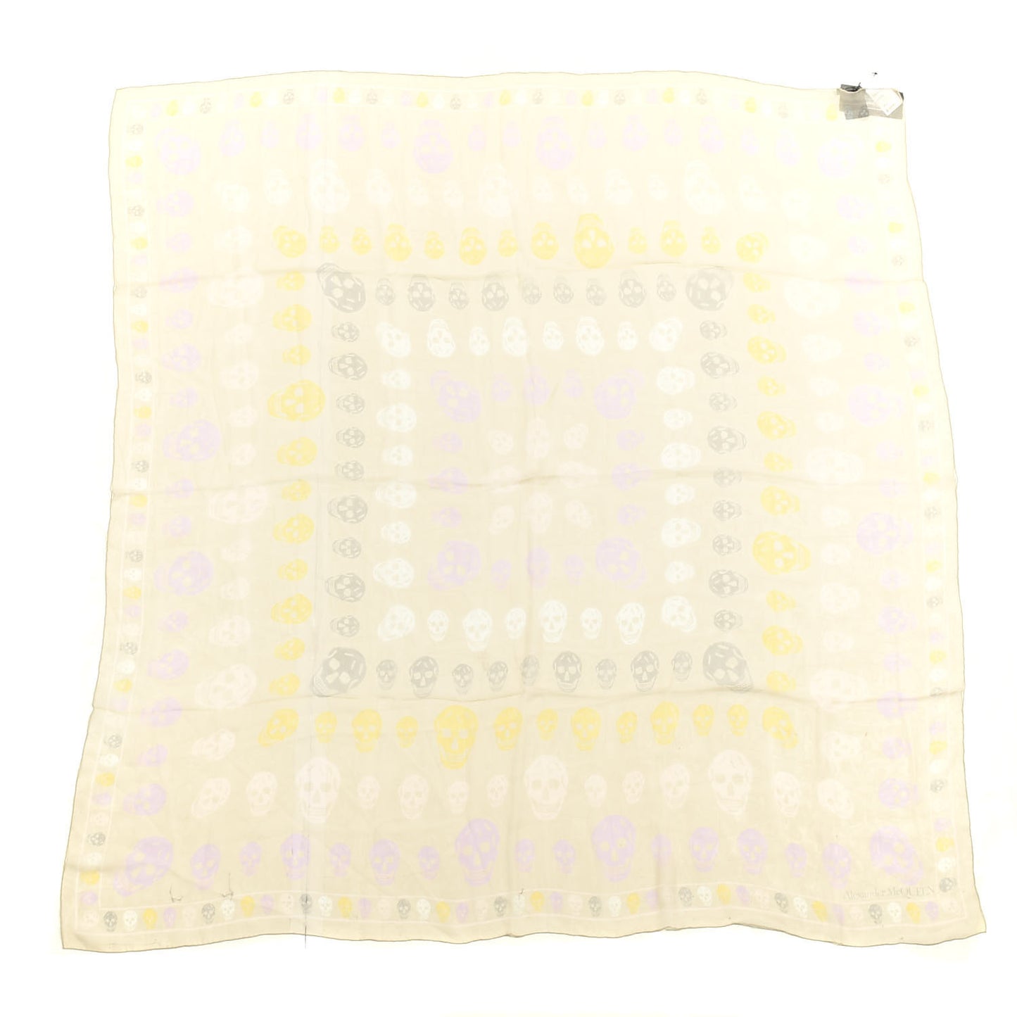 Silk Chiffon Multi Skull Scarf Cream Pink