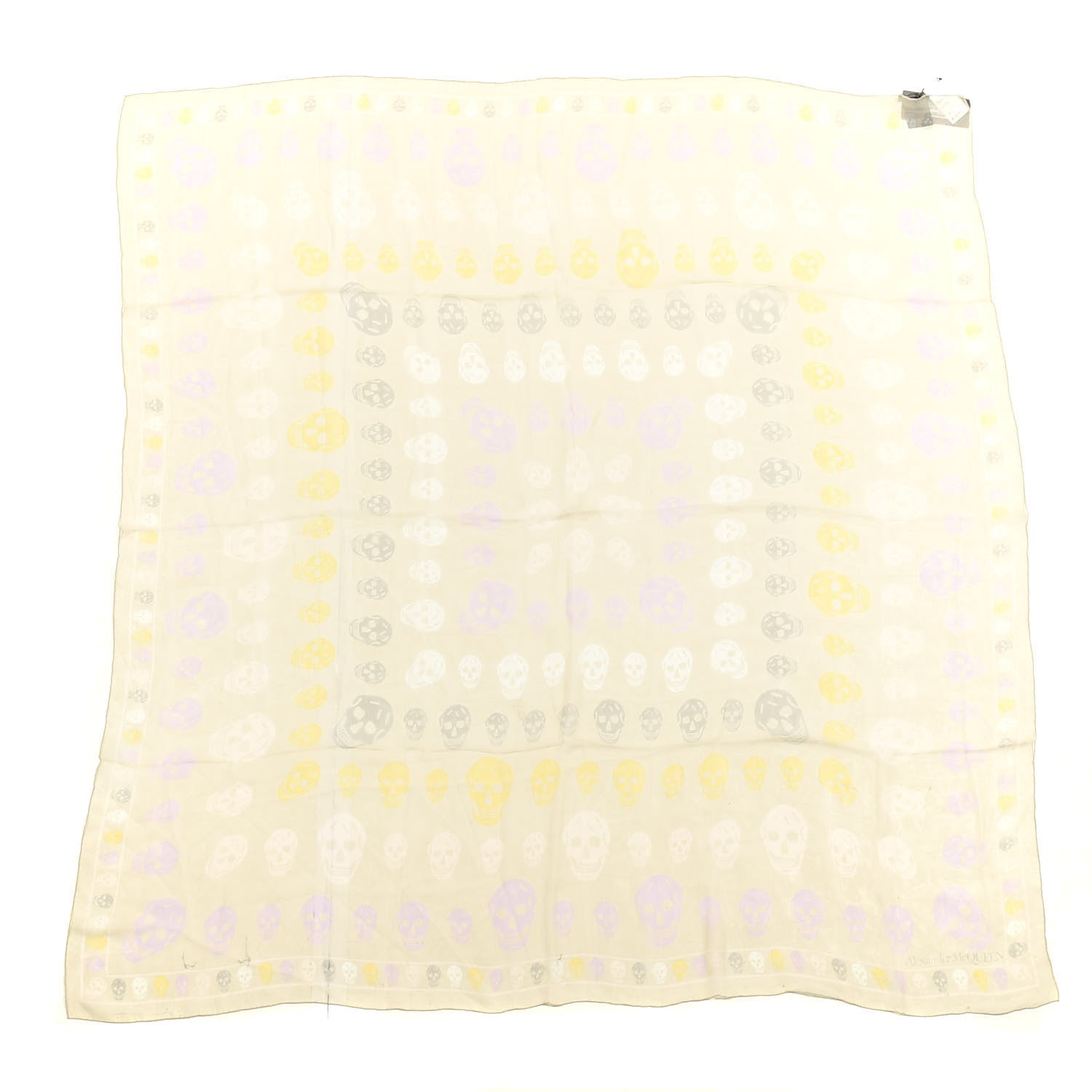 Alexander McQueen Silk Chiffon Multi Skull Scarf Cream Pink 1 of 3