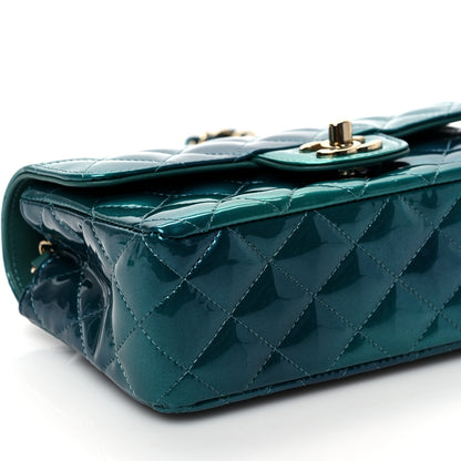 Chanel Shaded Patent Calfskin Quilted Mini Rectangular Flap Green Blue 7 of 8