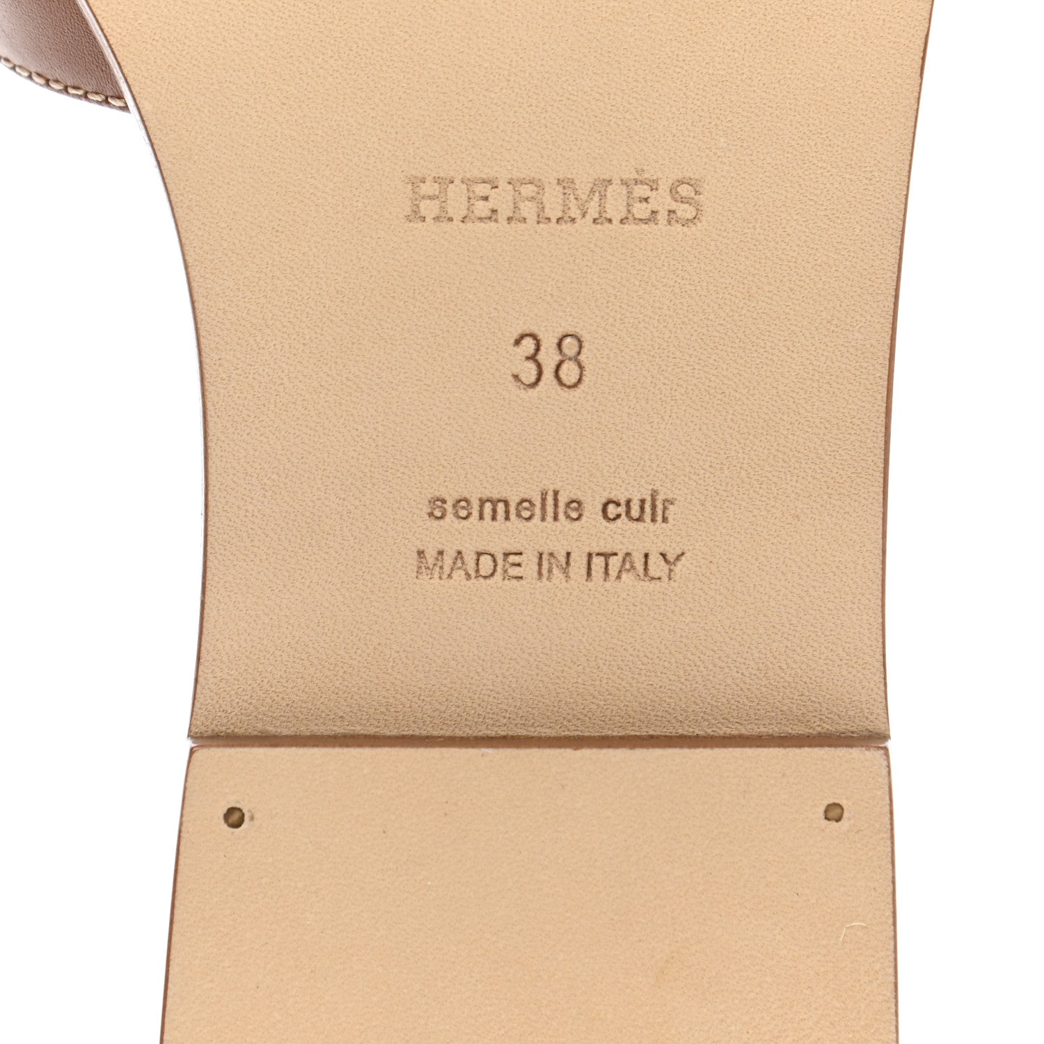 Hermes Box Calfskin Oran Sandals 38 Gold 6 of 9