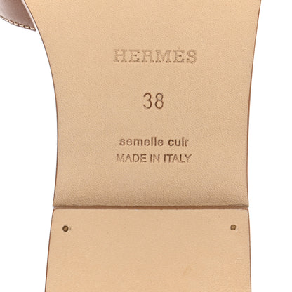 Hermes Box Calfskin Oran Sandals 38 Gold 6 of 9