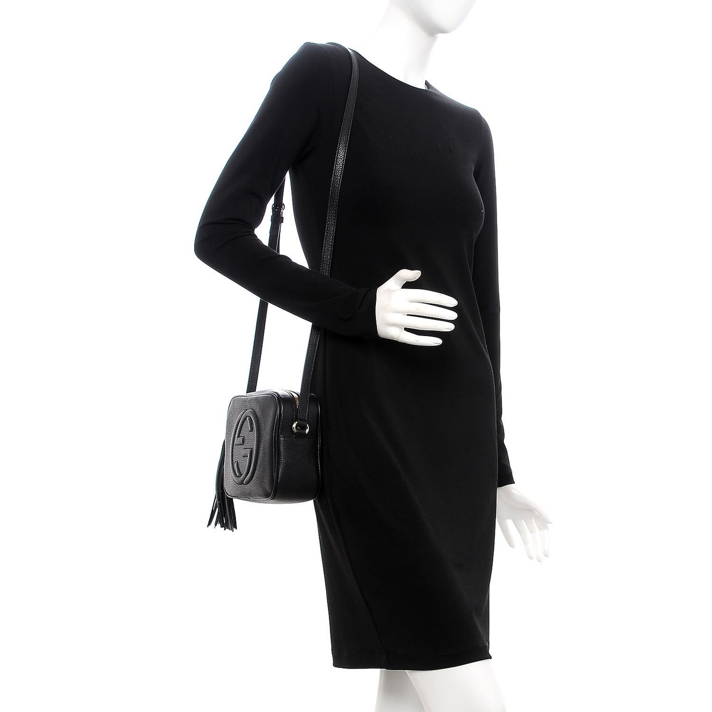 Pebbled Calfskin Small Soho Disco Bag Black