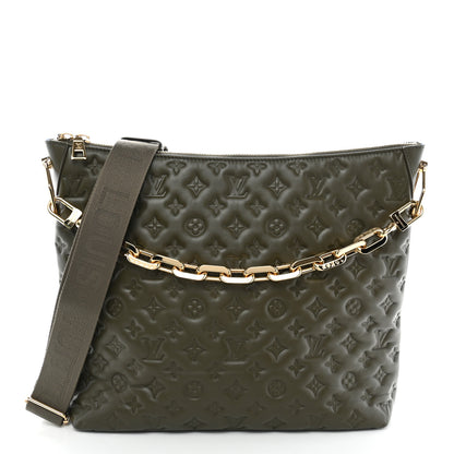 Louis Vuitton Calfskin Embossed Monogram Coussin Hobo Dark Kaki 1 of 9