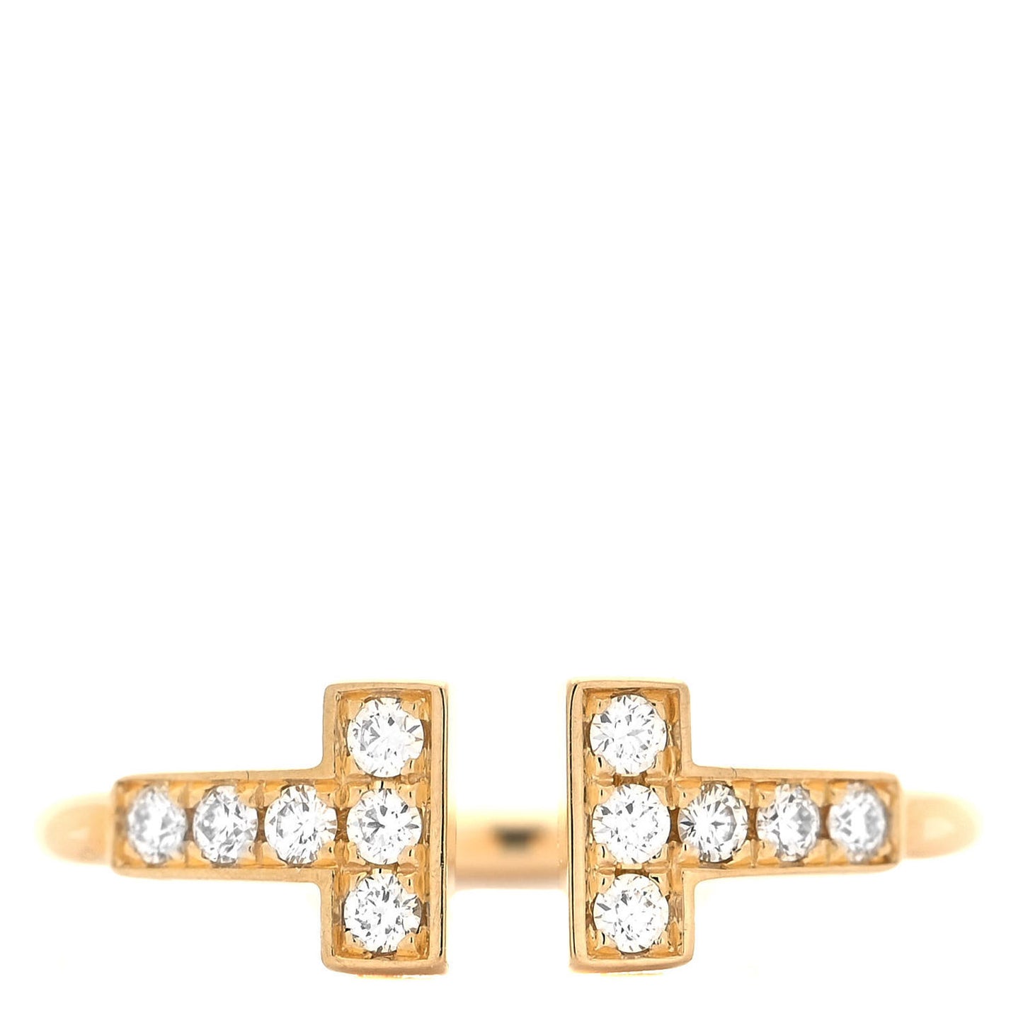 18K Yellow Gold Diamond T Wire Ring 48 4.5