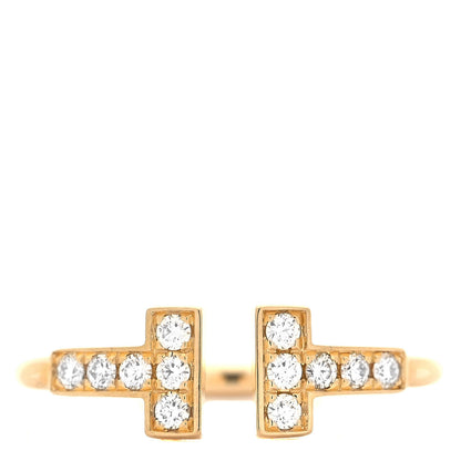 Tiffany 18K Yellow Gold Diamond T Wire Ring 48 4.5 1 of 5