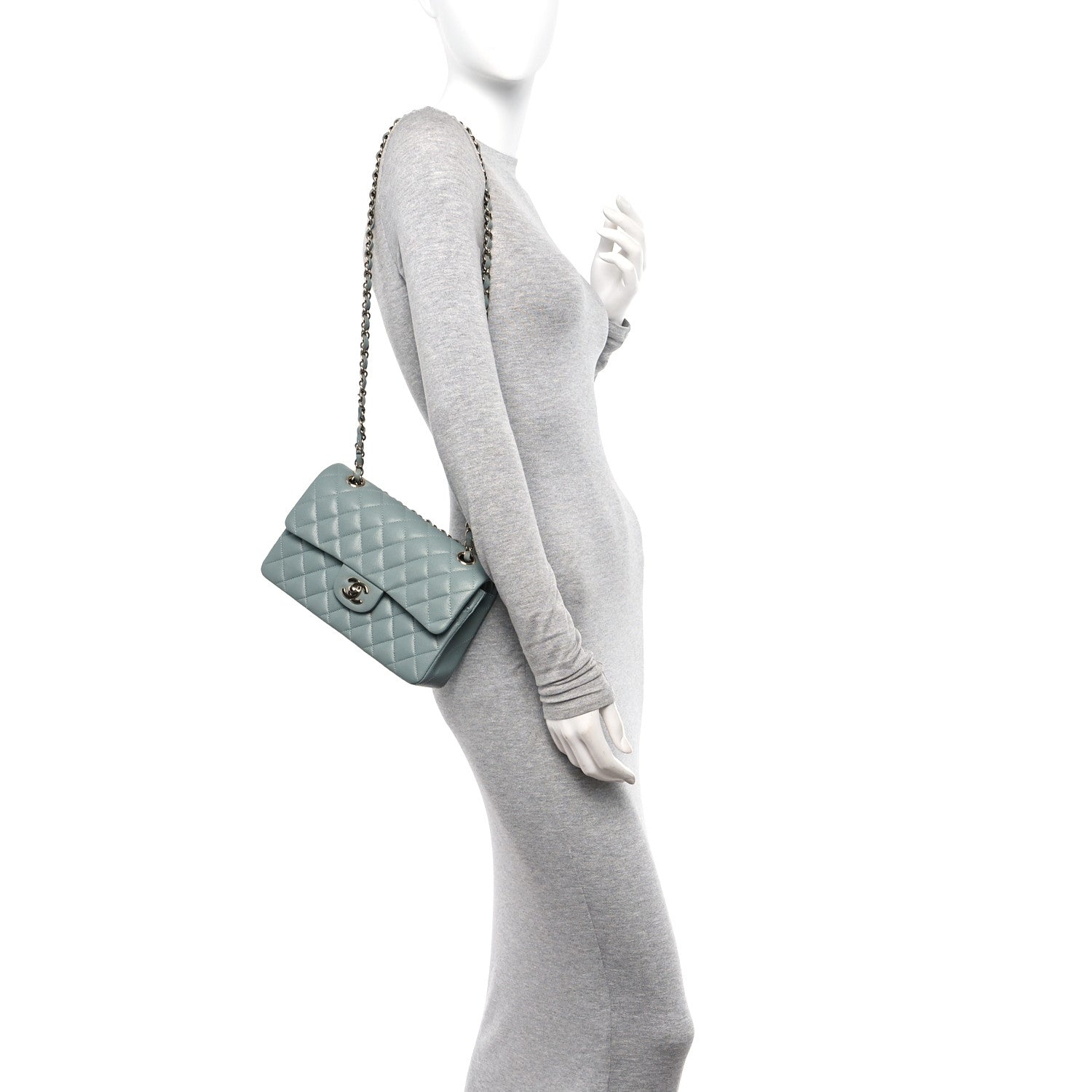 Chanel Caviar Quilted Small Double Flap Light Blue 2 of 11