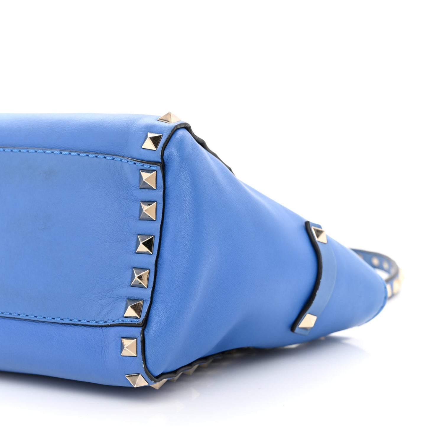 Vitello Mini Rockstud Double Handle Tote Light Sapphire